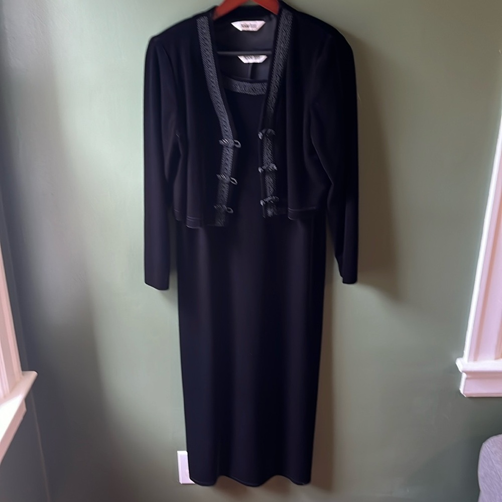 Piccalino Petites Black Velvet Cocktail Dress with matching Jacket